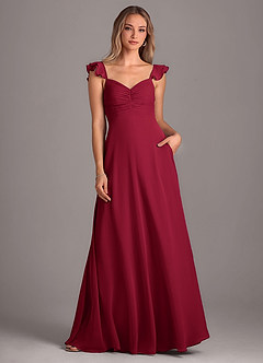 Azazie Kaylyn Bridesmaid Dresses Burgundy A-Line Ruched Chiffon Dress image4