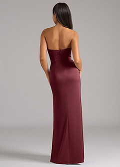 Azazie Marla Robes de demoiselle d'honneur Robe Fourreau Convertible en Satin extensible Sans bretelle Merlot image6