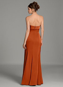 Azazie Helena Bridesmaid Dresses Burnt Orange Mermaid Strapless Stretch Satin Dress image2
