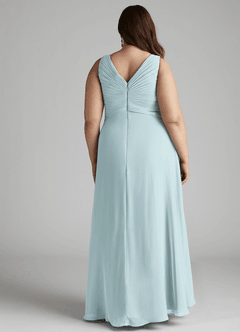 Azazie Flora Bridesmaid Dresses Mist A-Line Pleated Chiffon Dress image13