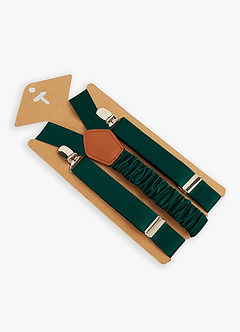 front Boy's Matching Matte Satin Bow Tie & Suspenders Set