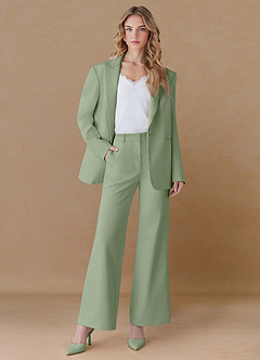 front Amelia Verde Salvia Blazer oversize con lavorazione a trama raffinata