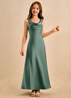 Azazie Raspberry Girls Formal Flower Girl Klänningar Klä A-Line i Stretch Satin Plisserad image4