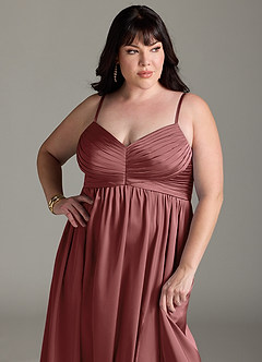 Azazie Alia Bridesmaid Dresses Amethyst A-Line Pleated Stretch Satin Dress image21