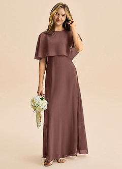 Azazie Maris Junior Abito A-Line in Chiffon Espresso image1