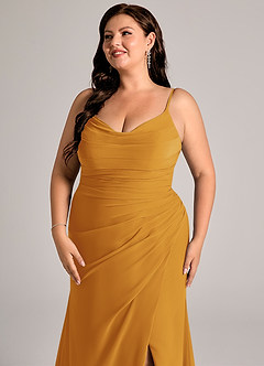 Azazie Deandra Brudtärnklänningar Klä av Sjöjungfru i Chiffong Plisserad Knäck image12