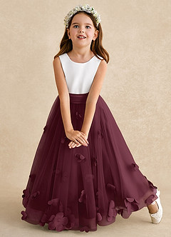 Azazie Vi Flower Girl Dresses Cabernet A-Line Sleeveless Tulle Dress image6