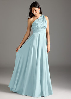 Azazie Charlize Suknie dla druhen Linia A Jedno ramię Satyna elastyczna Do ziemi Sukienka image2