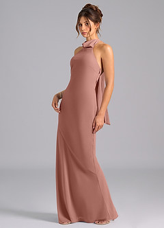 Azazie Velli Robes de demoiselle d'honneur Robe Sirène en Mousseline de soie Arc Rose De Cèdre image1