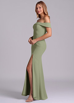 Azazie Luciana Brautjungfernkleider Wandelbar Etui Schulterfrei Chiffon Kleid Pistazie image4