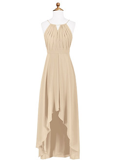 Azazie Oaklynn Junior Champagne A-Line Pleated Chiffon Dress image6