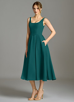 Azazie Amalie Bridesmaid Dresses Peacock A-Line Pleated Chiffon Dress image1