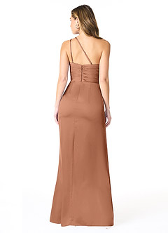 Azazie Eren Brautjungfernkleider Meerjungfrau-Linie One-Shoulder Stretch-Satin Kleid Bronzer image2