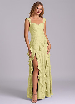 Azazie Sloane Bridesmaid Dresses Lemon Sorbet A-Line Sweetheart Neckline Floral Burnout Dress image6