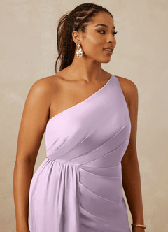 Christian Siriano Bridal for Azazie 1003 Bridesmaid Dresses Frosted Lilac Sheath One Shoulder Chiffon Dress image14