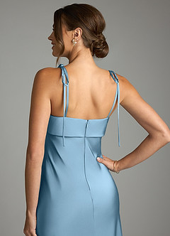 Azazie Ellia Robes de demoiselle d'honneur Robe Fourreau en Satin extensible Arc Acier Bleuté image6