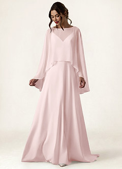 front Azazie Peleryna szyfonowa w pasującym kolorze, wysoka i niska, przezroczysta