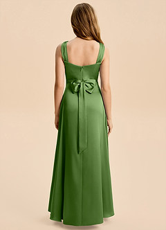 Azazie Kiki Junior Basil A-Line Bow Stretch Satin Dress image5