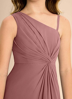 Azazie Brooke Junior Desert Rose A-Line Side Slit Chiffon Dress image7