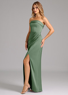 Azazie Aretha Bridesmaid Dresses Matcha A-Line Strapless Stretch Satin Convertible Dress image3