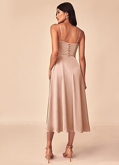 Azazie Dottie Bridesmaid Dresses Rose Gold A-Line Stretch Satin Dress image2