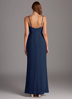 Azazie Tayla Bridesmaid Dresses Dark Navy Sheath Square Neckline Chiffon Dress image4