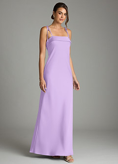 Azazie Ellia Abiti da Damigella Abito Tubino in Raso Elasticizzato Fiocco Lilla image3