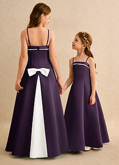 Azazie Izel Girls Formal Flower Girl Klänningar Klä A-Line i Matt satäng Plisserad image1