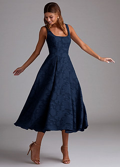Amalie Navy A-line Midi Dress image3