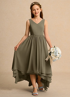 Azazie Kitten Girls Formal Flower Girl Dresses Willow Green A-Line Chiffon Dress image4