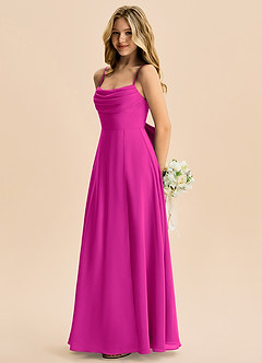Azazie Bear Junior Fuchsia A-Line Pleated Chiffon Dress image5
