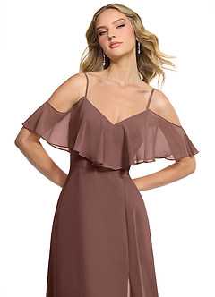 Azazie Jean Brautjungfernkleider Wandelbar A-Linie Chiffon Kleid Espresso image6