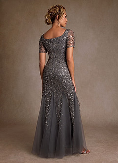 Azazie Brisa Abiti per la Madre della Sposa Abito Tromba in Paillettes/Lustrini Grigio Acciaio image3