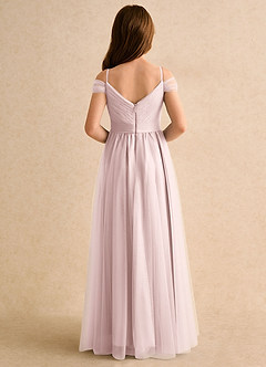 Azazie Yuna Girls Formal Abiti da Ragazza di Fiori Abito A-Line in Tulle Spalle Scoperte Rosa Rossore image2