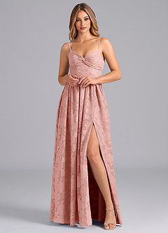 Azazie Zeya Robes de demoiselle d'honneur Robe Trapèze en Blumen-Burnout Arc Rosette image3
