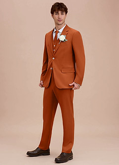 front Ethan Naranja Quemada Chaqueta de traje de tejido refinado