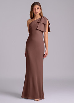 Azazie Yuanna Bridesmaid Dresses Espresso Mermaid One Shoulder Chiffon Dress image5