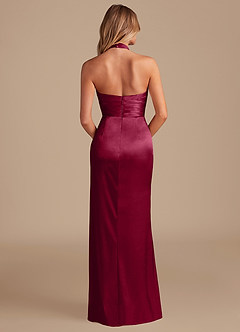 Azazie Jemma Bridesmaid Dresses Burgundy Sheath Pleated Metallic Satin Dress image7