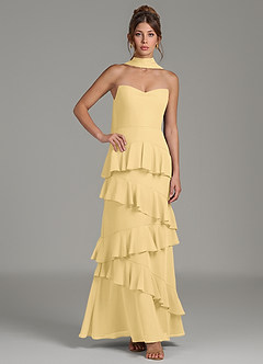 Azazie Imani Bridesmaid Dresses Butter A-Line Ruched Chiffon Dress image5