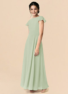 Azazie Payton Vestido de Salvia Polvorienta de Gasa de Corte en A con Lazo image4