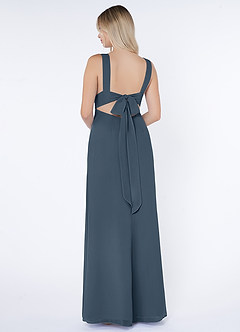 Azazie Christiana Final Sale Neptune A-Line V-Neck Pleated Chiffon Dress image3