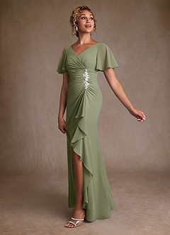 Azazie Suffolk Mother of the Bride Dresses Pistachio A-Line Pleated Chiffon Dress image2