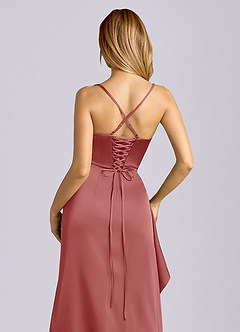 Azazie Sarai Abiti da Damigella Abito Tubino in Raso Elasticizzato Corsetto Rosa Antica image2