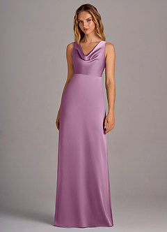 Azazie Wrenlee Bridesmaid Dresses Wisteria A-Line Stretch Satin Dress image4
