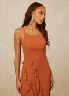 Christian Siriano Bridal for Azazie 1006 Bridesmaid Dresses Cinnamon Mermaid Ruched Chiffon Dress image6
