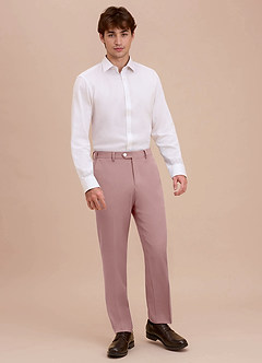 front Ethan Dusty Rose Refined Weave Dress Pants