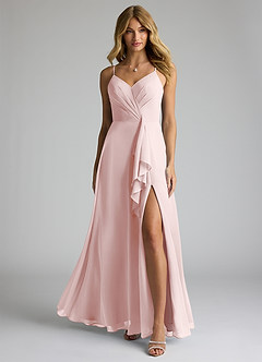 Azazie Akita Bridesmaid Dresses Blushing Pink A-Line Chiffon Dress image3