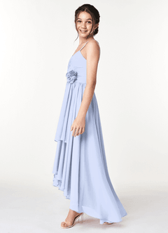 Azazie Catalina Junior Ice A-Line Ruched Chiffon Dress image5