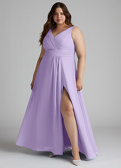 Azazie Karina Bridesmaid Dresses Lilac A-Line Pleated Chiffon Dress image6