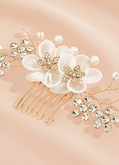 front Elegant White Rhinestones Fower Comb